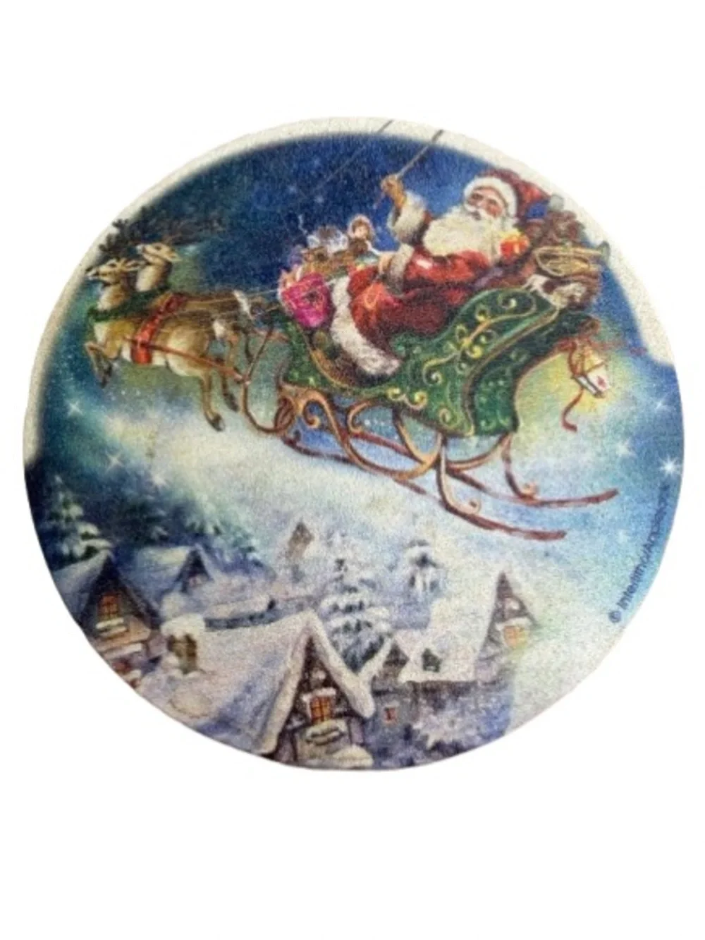Thirstystone Santa Sleigh Sandstone Coaster Set of 4 Cork Backing Made in USA
